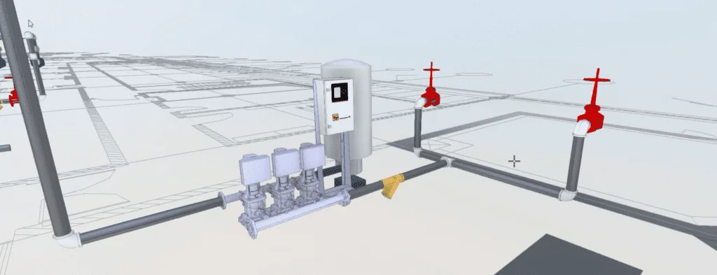 projeto bim do circuito de água potável em pvc-u para Sandoz do Brasil